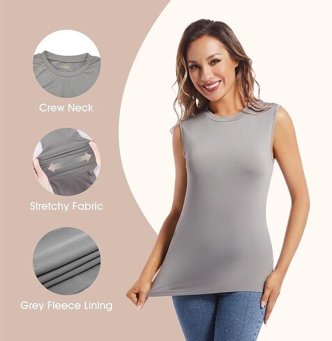 MANCYFIT Thermal Tank Top for Women Fleece Lined Underwear Soft Camisole Baselayer Undershirts Sleeveless Winter Vest in Kuwait