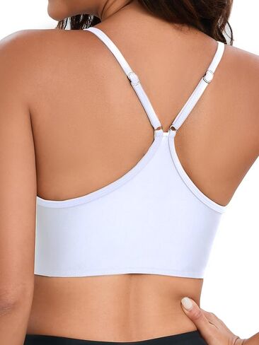 Yilisha المرأة بيكيني قمم UPF 50+ ملابس السباحة ملابس السباحة سترة رياضية مدمجة قابلة للإزالة مبطن قابل للتعديل السباغيتي الأشرطة ملابس السباحة in Kuwait