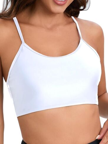 Yilisha المرأة بيكيني قمم UPF 50+ ملابس السباحة ملابس السباحة سترة رياضية مدمجة قابلة للإزالة مبطن قابل للتعديل السباغيتي الأشرطة ملابس السباحة in Kuwait