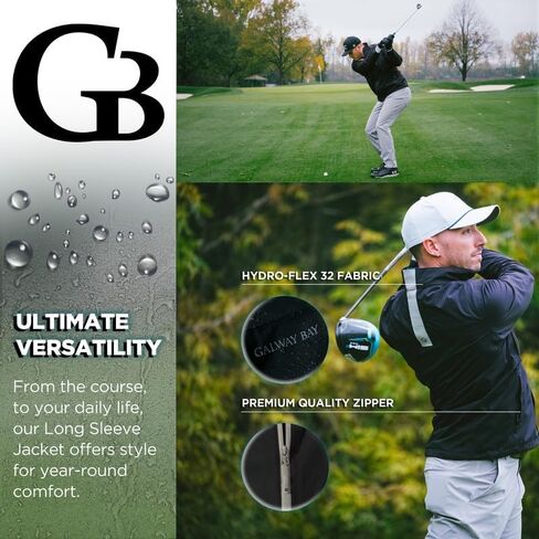 Galway Bay Long Sleeve Golf Rain Jacket - Three Layer Long Sleeve Golf Jackets for Men, Lightweight and Breathable Rain Coats for Men, Rain Jackets for Men Waterproof in Kuwait