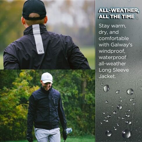 Galway Bay Long Sleeve Golf Rain Jacket - Three Layer Long Sleeve Golf Jackets for Men, Lightweight and Breathable Rain Coats for Men, Rain Jackets for Men Waterproof in Kuwait