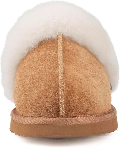 Women's Shearling Slippers Genuine Leather with Rubber Sole, Sheepskin Fuzzy Indoor Outdoor Shoes for Home in Saudi Arabia