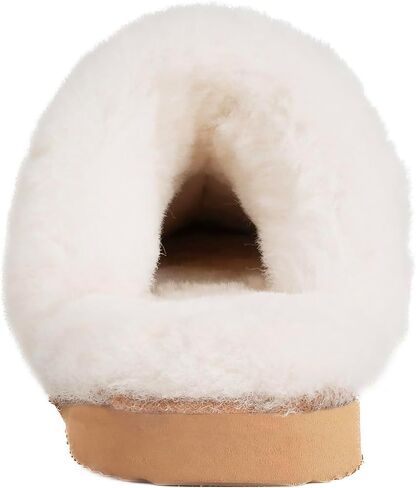 Women's Shearling Slippers Genuine Leather with Rubber Sole, Sheepskin Fuzzy Indoor Outdoor Shoes for Home in Saudi Arabia