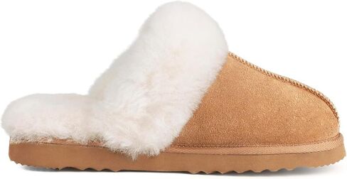 Women's Shearling Slippers Genuine Leather with Rubber Sole, Sheepskin Fuzzy Indoor Outdoor Shoes for Home in Saudi Arabia
