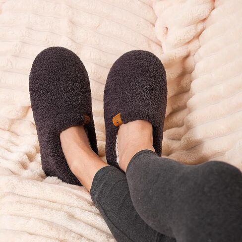 BeKingStar Women Cozy Faux Curly Fur House Memory foam Slippers Ladies Fuzzy Closed Back Indoor Bedroom Shoes in Kuwait