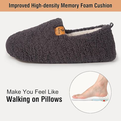 BeKingStar Women Cozy Faux Curly Fur House Memory foam Slippers Ladies Fuzzy Closed Back Indoor Bedroom Shoes in Kuwait