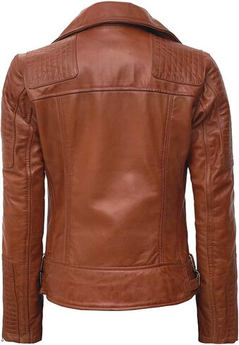 سترات Blingsoul الجلدية للنساء - سترة دراجة نارية من الجلد الحقيقي غير متماثلة للنساء in Kuwait