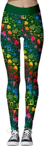 Ainuno St Patricks Day Leggings for Women,Shamrock Leggings Irish Saint Tights in Saudi Arabia
