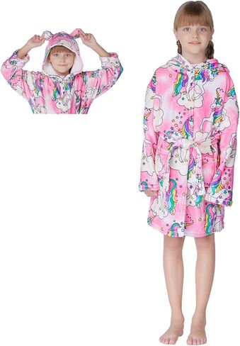 رداء حمام ناعم للفتيات، رداء من الفلانيل بغطاء للرأس للأطفال الصغار، ملابس نوم من 4T -18 عامًا in Kuwait