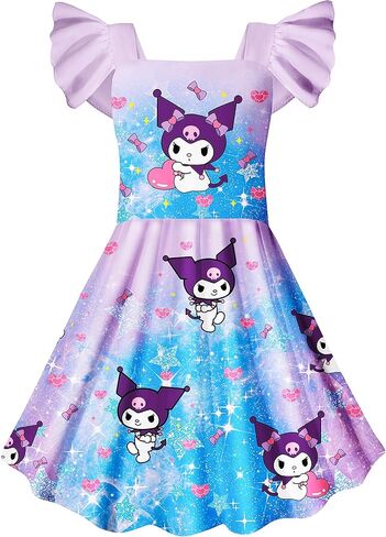 Difforever Big Girls Lovely Dress Cartoon Casual Dress Up for 5-14 Years Kids in Kuwait