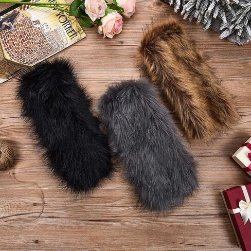 3 Pieces Faux Fur Headband Elastic Fluffy Winter Headband Ear Warmer Stretchy Cold Weather Ear Muff Headwrap for Women Girls in Saudi Arabia