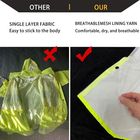 Mavalzy Rain Coats for Men,High Vis Mens Rain Jackets Waterproof with Hood -Class 3 ANSI OSHA Reflective Safety Women in Saudi Arabia