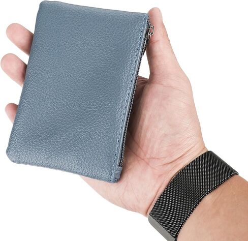 عبوتان من محفظة العملات المعدنية، محفظة نقود معدنية محمولة من جلد البولي يوريثان مع سحاب محفظة نقود معدنية، محفظة صغيرة لتغيير العملات المعدنية للنساء، بطاقة ائتمان مطوية، فواتير معرف مفتاح سماعة رأس، أحمر شفاه (أسود وأزرق) in Kuwait