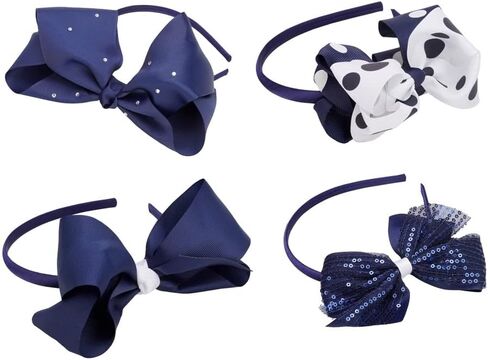 French Toast Kid's School Uniform Headbands, 4-pack, Navy Blue & White, One Size in Saudi Arabia