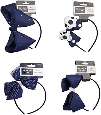 French Toast Kid's School Uniform Headbands, 4-pack, Navy Blue & White, One Size in Saudi Arabia