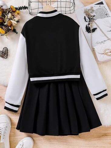 مجموعة ملابس SHENHE للفتيات مكونة من قطعتين وسترة وتنورة بأكمام طويلة وأزرار in Kuwait