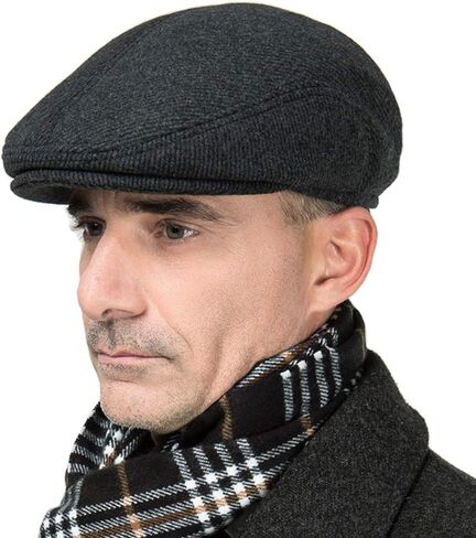 MSFGJZM Men Fall Winter Peaked Flat Cap Adjustable Earmuffs Driving Cap Beret Hat in Saudi Arabia