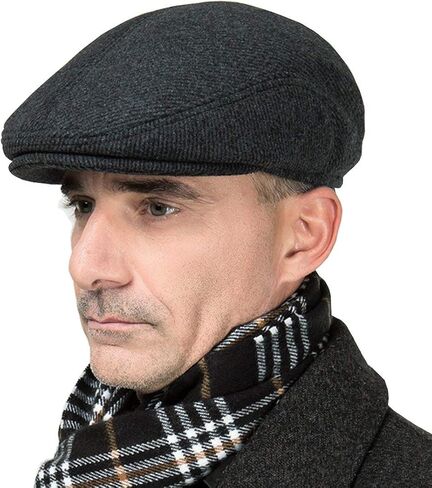 MSFGJZM Men Fall Winter Peaked Flat Cap Adjustable Earmuffs Driving Cap Beret Hat in Saudi Arabia