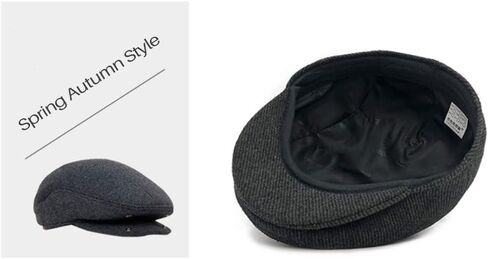 MSFGJZM Men Fall Winter Peaked Flat Cap Adjustable Earmuffs Driving Cap Beret Hat in Saudi Arabia