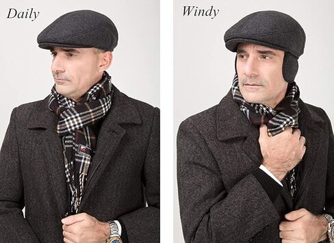 MSFGJZM Men Fall Winter Peaked Flat Cap Adjustable Earmuffs Driving Cap Beret Hat in Saudi Arabia