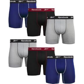 Reebok Mens Underwear Boxer Briefs - 6 Pack Stretch Performance Moisture Wicking Boxers for Men with Contour Pouch, 6" Inseam in Saudi Arabia