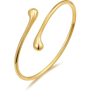 ENSKEFEN Dainty Thin Cuff Bangle Bracelets for Women Adjustable Gold Cuff Bracelet Minimalist Gold Open Bangle Wrist Cuff Bracelets