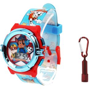 Accutime Kids Nickelodeon Paw Patrol Red & Blue Digital Flashing LCD Quartz Wrist Watch with Flashlight Accessory, Graphic Character Strap for Boys, Girls, Kids (Model: PAW40070AZ)
