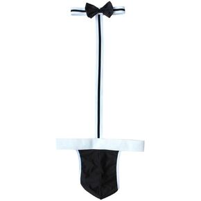 Oludkeph Men's Sexy Collared Bow Tie Bodysuit Pouch Thong Butler Teddy Costume Underwear in Saudi Arabia