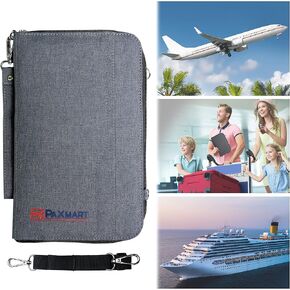 PaXmart Family Passport Organizer Wallet with Boarding Pass and Travel Documents Holders for Flight, Cruise and Travel Essentials (with AirTag holder)(Gray)(EXTRA LARGE - Ideal for 4 to 6 Passports) in Saudi Arabia