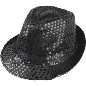 Sequin Fedora Hat for Men Women Hip Hop Hat Jazz Sequin Bowler Cap Stage Performance Vintage Jazz Hats for Christmas New Year in Kuwait