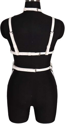 Women's leather harness cage bra Body chain Chest strap Waist belt Lingerie Punk gothic Photography Rock Dance in Kuwait