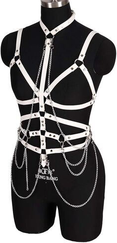 Women's leather harness cage bra Body chain Chest strap Waist belt Lingerie Punk gothic Photography Rock Dance in Kuwait