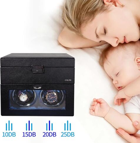 ZOEJOE ملفاف ساعة أوتوماتيكي مزدوج، صندوق لفاف ساعة عمودي لساعات الرجال والنساء مع علبة تخزين 8 ساعات ومحرك هادئ باللونين الأسود والرمادي in Kuwait