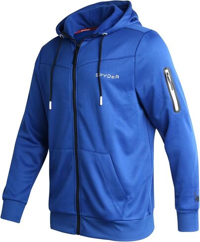 Spyder Mens Athletic Hoodie - Moisture Wicking Performance Fleece Zip Up Hooded Sweatshirts for Men for Running and Workout in Kuwait