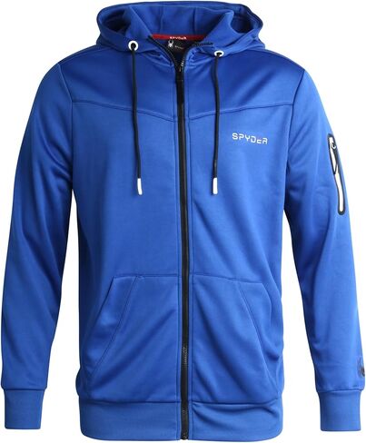 Spyder Mens Athletic Hoodie - Moisture Wicking Performance Fleece Zip Up Hooded Sweatshirts for Men for Running and Workout in Kuwait