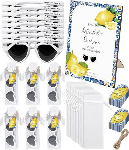 مجموعة 100 من النظارات الشمسية على شكل قلب أبيض من Chapou نظارات شمسية لحفلات الزفاف وحفلات العازبة للضيوف ووصيفات العروس in Kuwait