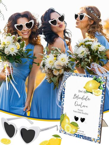 مجموعة 100 من النظارات الشمسية على شكل قلب أبيض من Chapou نظارات شمسية لحفلات الزفاف وحفلات العازبة للضيوف ووصيفات العروس in Kuwait