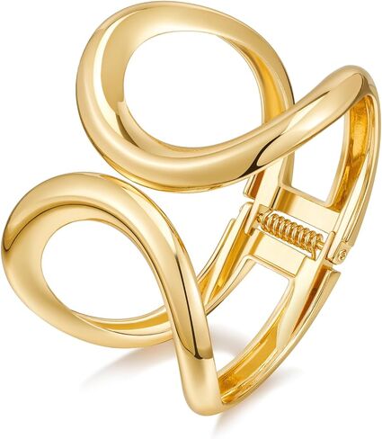 ENSKEFEN Chunky Gold Cuff Bracelets for Women Wide Gold Bangle Bracelet Hammered Open Wrist Cuff Bracelet Christmas Holiday Gifts in Kuwait
