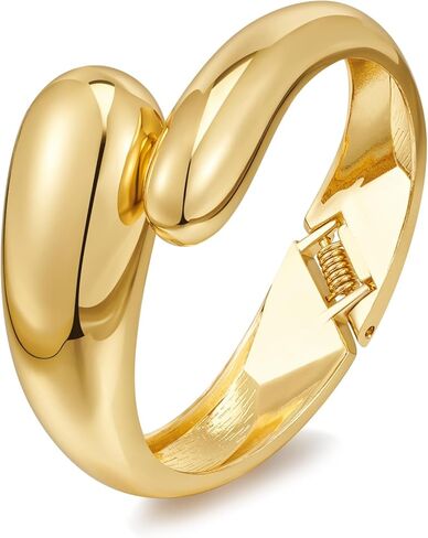 ENSKEFEN Chunky Gold Cuff Bracelets for Women Wide Gold Bangle Bracelet Hammered Open Wrist Cuff Bracelet Christmas Holiday Gifts in Saudi Arabia