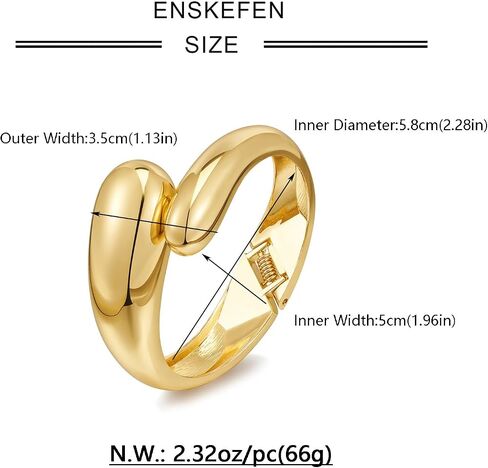 ENSKEFEN Chunky Gold Cuff Bracelets for Women Wide Gold Bangle Bracelet Hammered Open Wrist Cuff Bracelet Christmas Holiday Gifts in Saudi Arabia