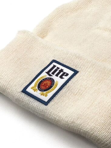 Tee Luv Miller Lite Beanie - Miller Beer Brand Logo Knit Hat White in Saudi Arabia
