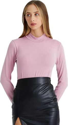 قمصان Marpessa النسائية ذات الياقة المدورة وأكمام طويلة وطبقة أساسية وقمصان خفيفة الوزن قابلة للتمدد in Kuwait