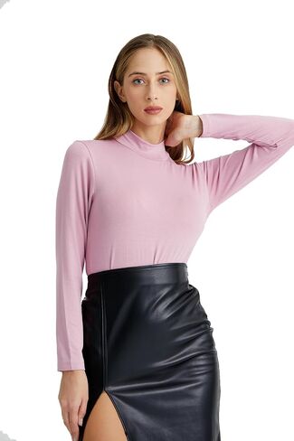 قمصان Marpessa النسائية ذات الياقة المدورة وأكمام طويلة وطبقة أساسية وقمصان خفيفة الوزن قابلة للتمدد in Kuwait