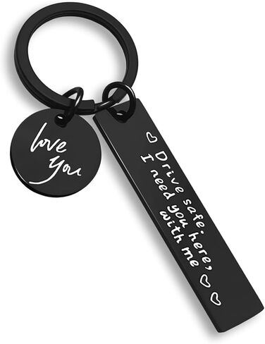 CINDYHE Drive safe keychain for boyfriend Husband Dad I Need You Here With Me Keychain Gifts (Black-love keychain) Loves Keychain in Kuwait