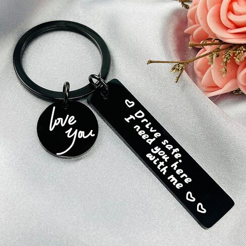 CINDYHE Drive safe keychain for boyfriend Husband Dad I Need You Here With Me Keychain Gifts (Black-love keychain) Loves Keychain in Kuwait