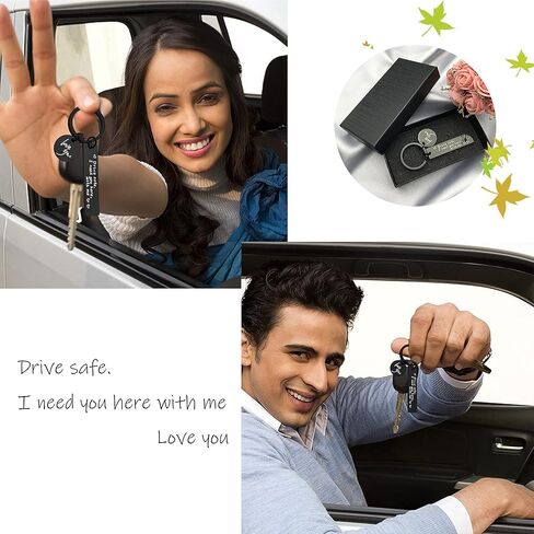 CINDYHE Drive safe keychain for boyfriend Husband Dad I Need You Here With Me Keychain Gifts (Black-love keychain) Loves Keychain in Kuwait