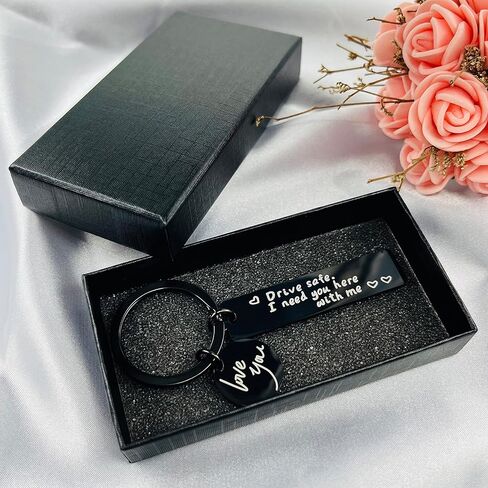 CINDYHE Drive safe keychain for boyfriend Husband Dad I Need You Here With Me Keychain Gifts (Black-love keychain) Loves Keychain in Kuwait