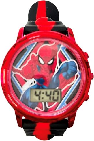 ساعة يد كوارتز LCD رقمية LCD للأطفال من Accutime Kids Marvel Spiderman مع حزام بوبر وامض متعدد الألوان للأولاد والبنات والأطفال الصغار (الموديل: SPD4845AZ) in Kuwait