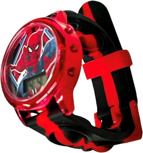 ساعة يد كوارتز LCD رقمية LCD للأطفال من Accutime Kids Marvel Spiderman مع حزام بوبر وامض متعدد الألوان للأولاد والبنات والأطفال الصغار (الموديل: SPD4845AZ) in Kuwait