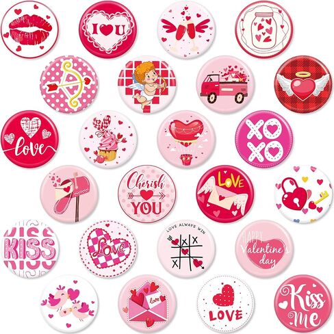 48 Pcs Valentine's Day Heart Arrow Pins 1.6" Exchange Gifts Valentine's Day Buttons Badge for Women Men Party Accessory Decoration, 24 Styles in Saudi Arabia